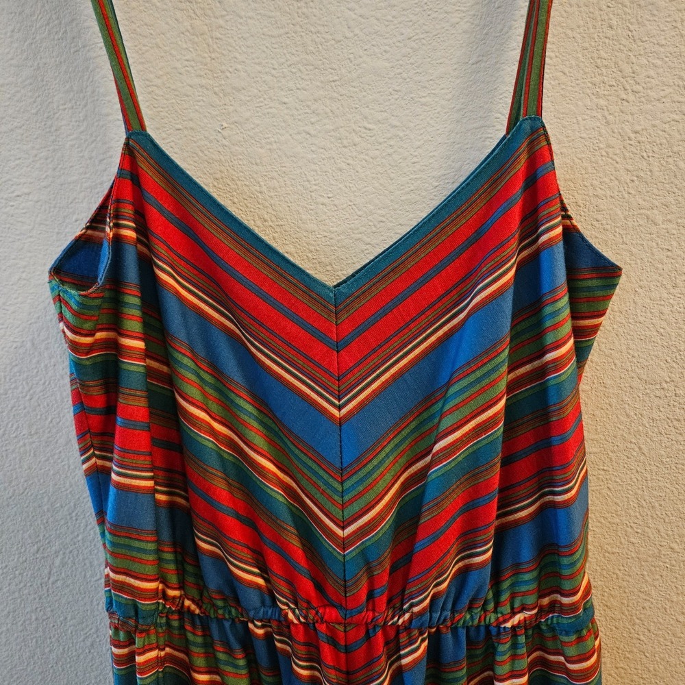 Vintage 70s Lanz Original Midi Dress Stripe Spaghetti Strap Belt S/M - Picture 7 of 16